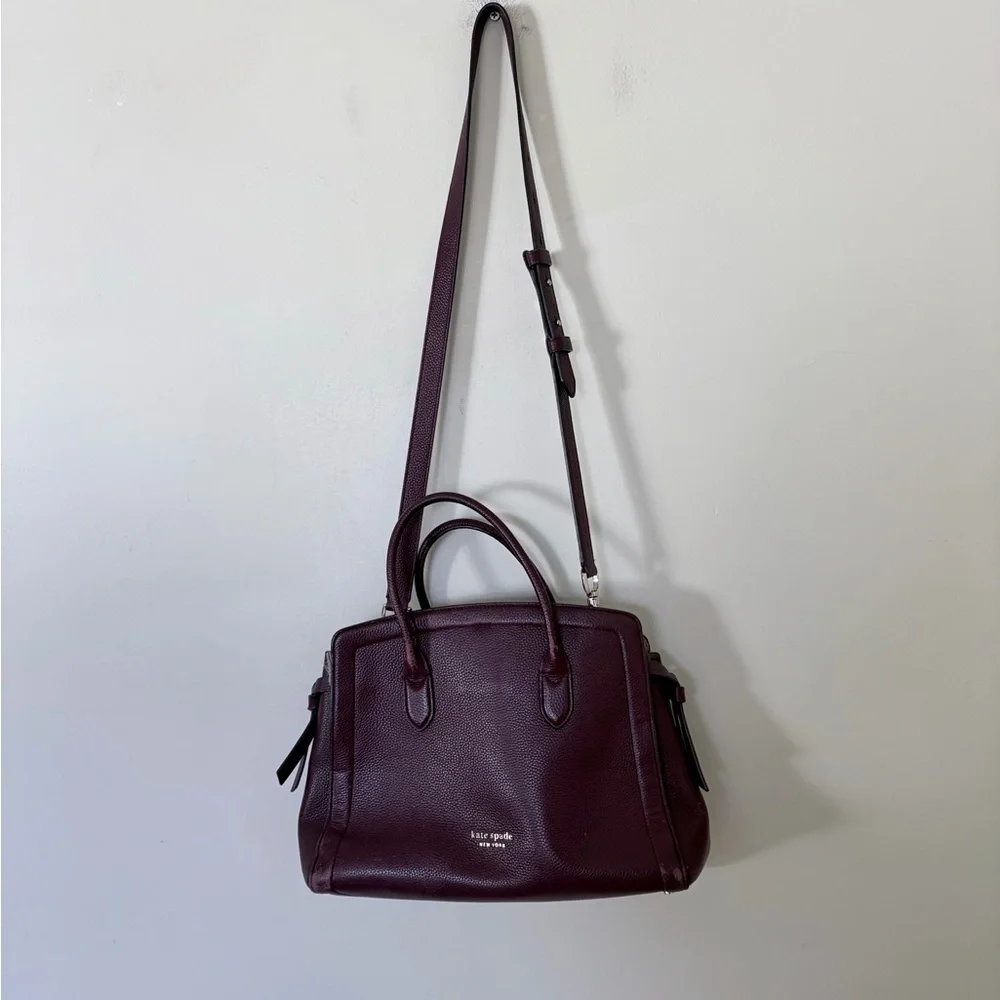 Kate Spade New York medium knott pebbled leather satchel flawed - Picture 3 of 9